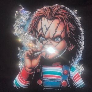 CHUCKY Graphic Black T-Shirt WITH VVS HIGH GRADE RHINESTONES🔥🔥